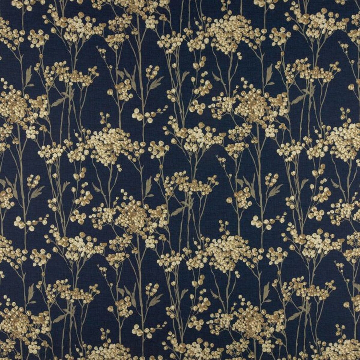Hawthorn Fabric - Ink by blue botanical cotton fabric from Ashley Wilde