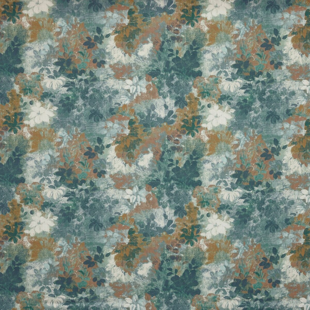 Claude Fabric - Chambray by blue botanical printed fabric from Prestigious Textiles