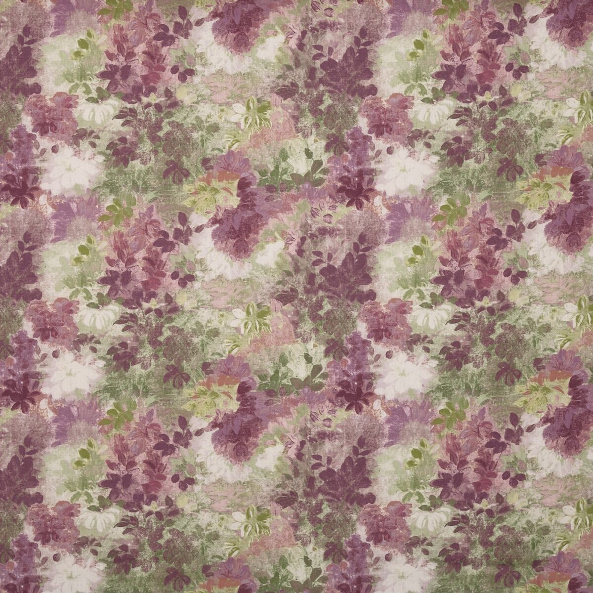 Claude Fabric - Wisteria by purple botanical printed fabric from Prestigious Textiles