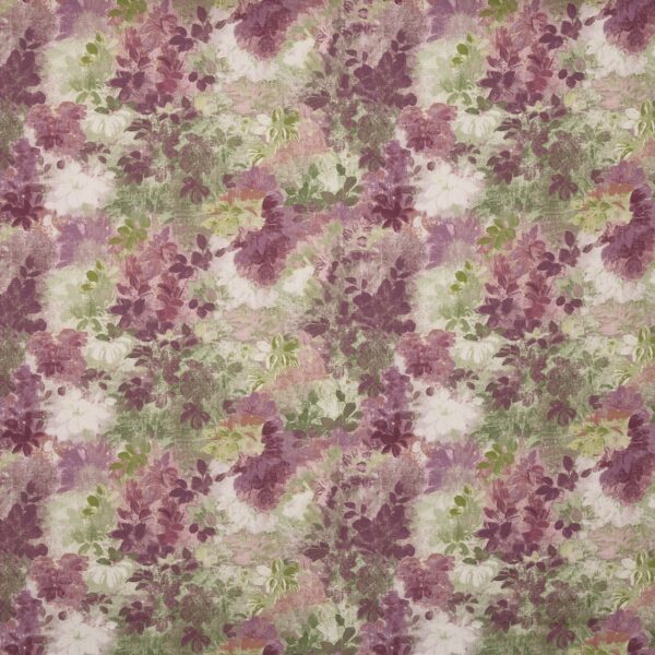 Claude Fabric - Wisteria by purple botanical printed fabric from Prestigious Textiles