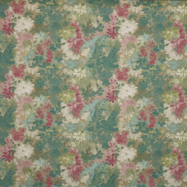 Claude Fabric - Meringue by pink botanical printed fabric from Prestigious Textiles
