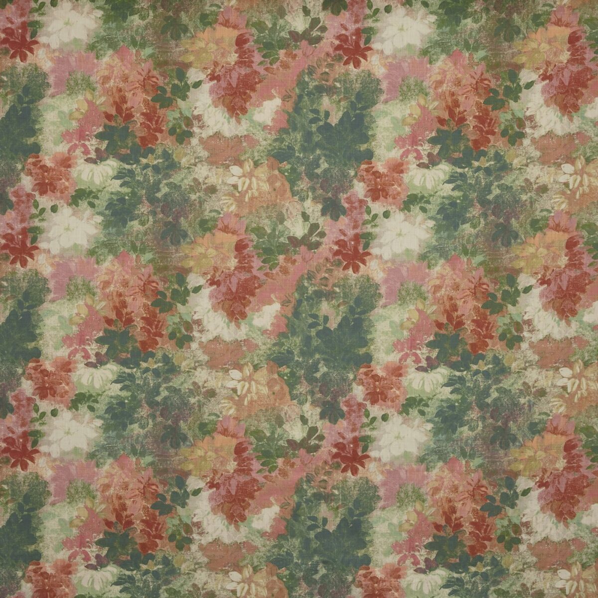 Claude Fabric - Papaya by red botanical printed fabric from Prestigious Textiles