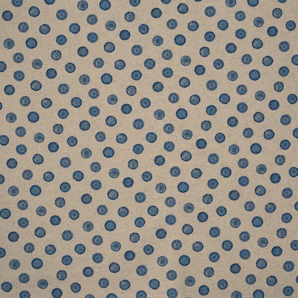 Daisy Fabric - Cornflower by blue spotted printed fabric from Prestigious Textiles