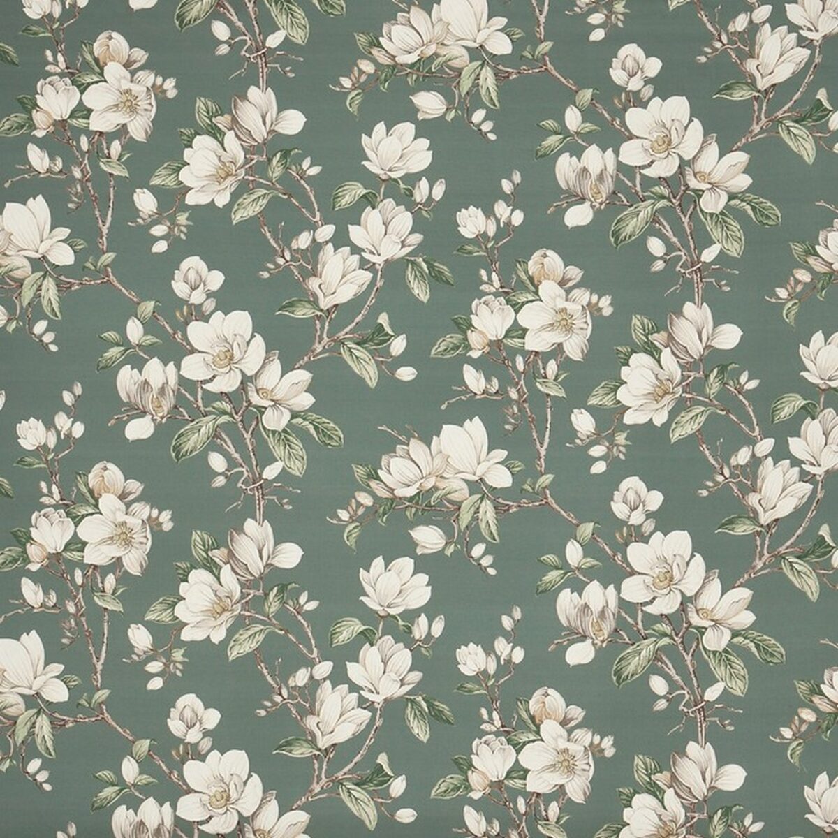 Anya Fabric - Eden by green botanical cotton fabric from Prestigious Textiles