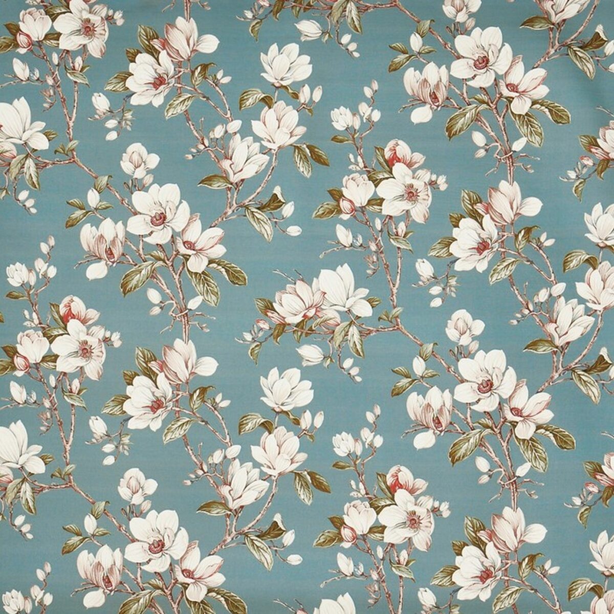 Anya Fabric - Lake by blue botanical cotton fabric from Prestigious Textiles