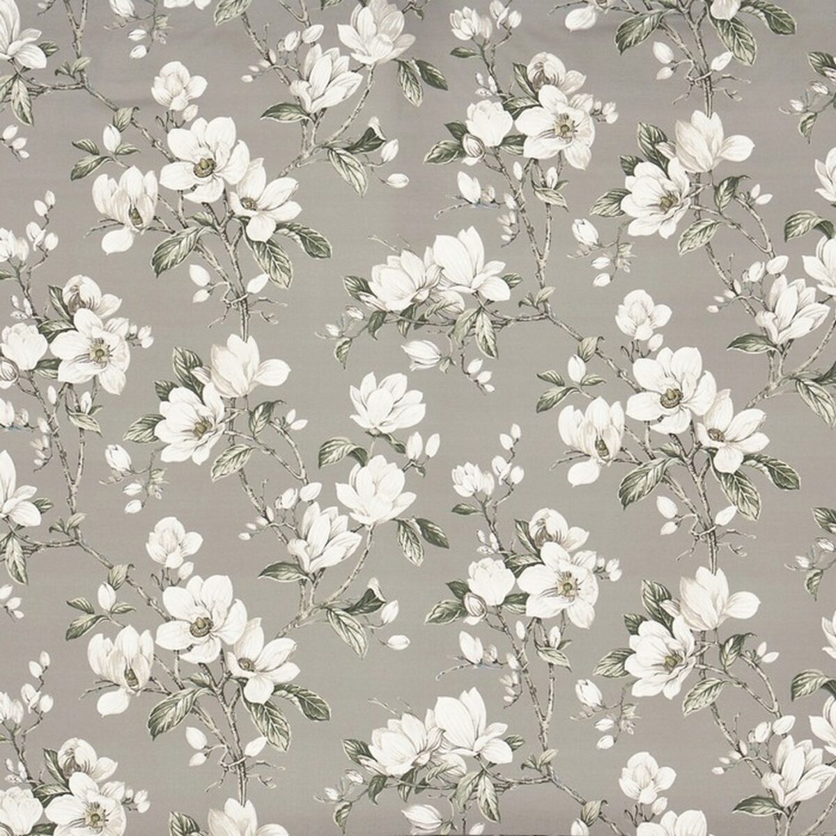 Anya Fabric - Shale by black-grey botanical cotton fabric from Prestigious Textiles