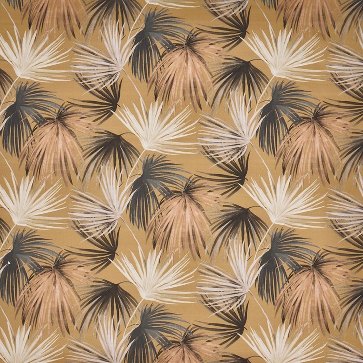 Azumi Fabric - Honey by yellow botanical cotton fabric from Prestigious Textiles