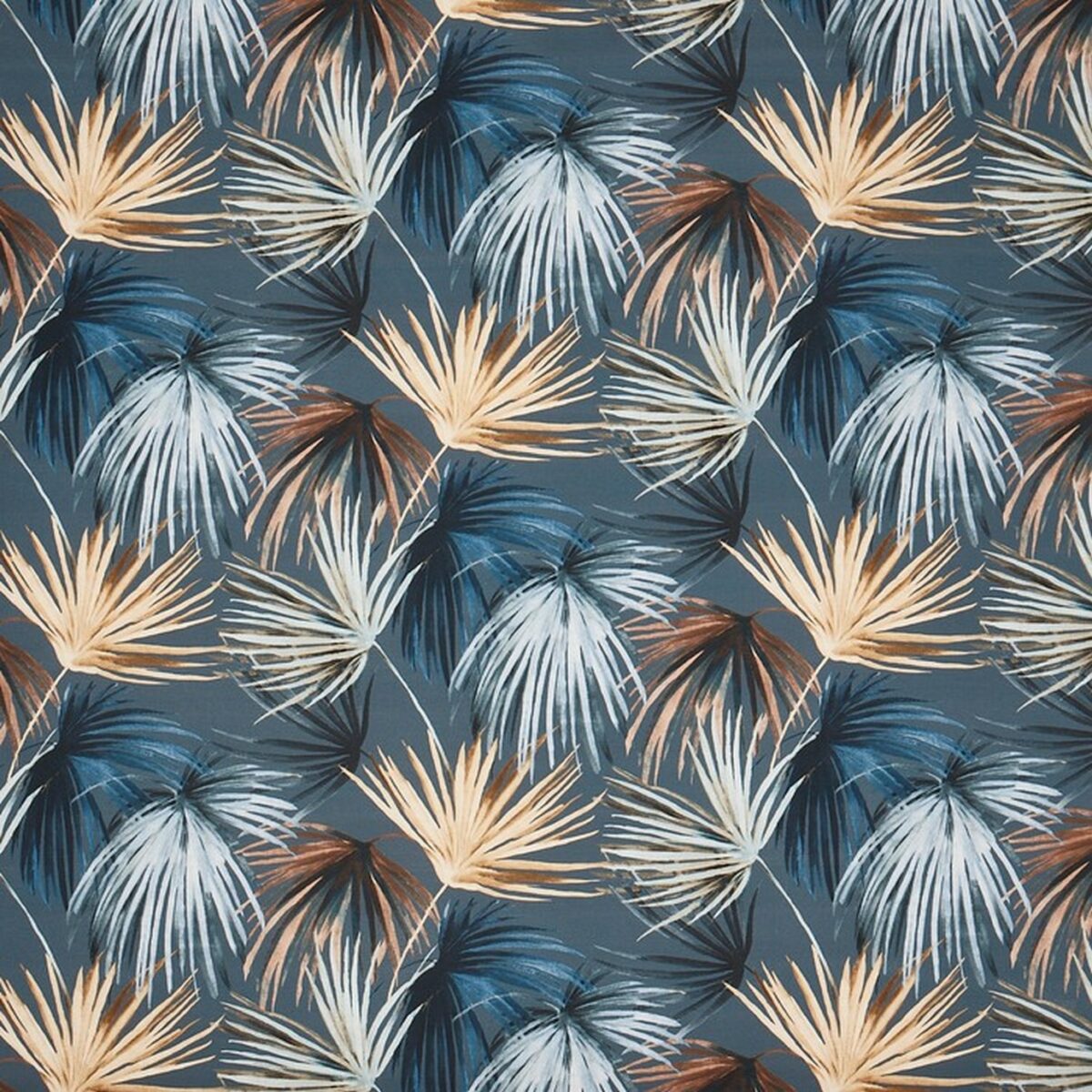 Azumi Fabric - Topaz by blue botanical cotton fabric from Prestigious Textiles