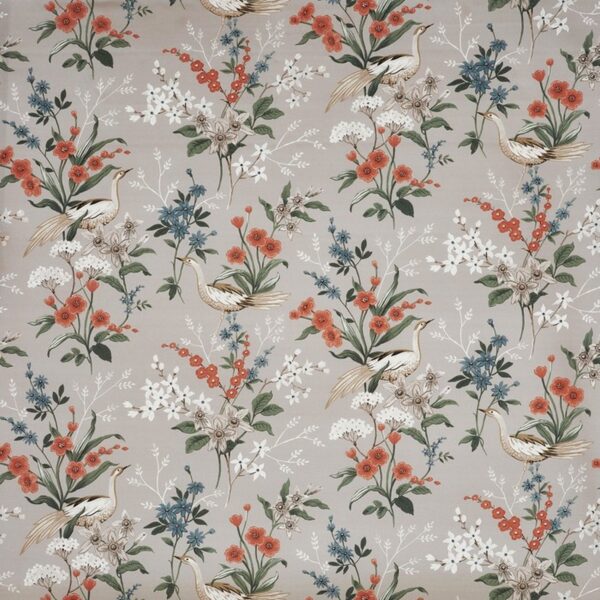 black-grey botanical cotton fabric from Prestigious Textiles