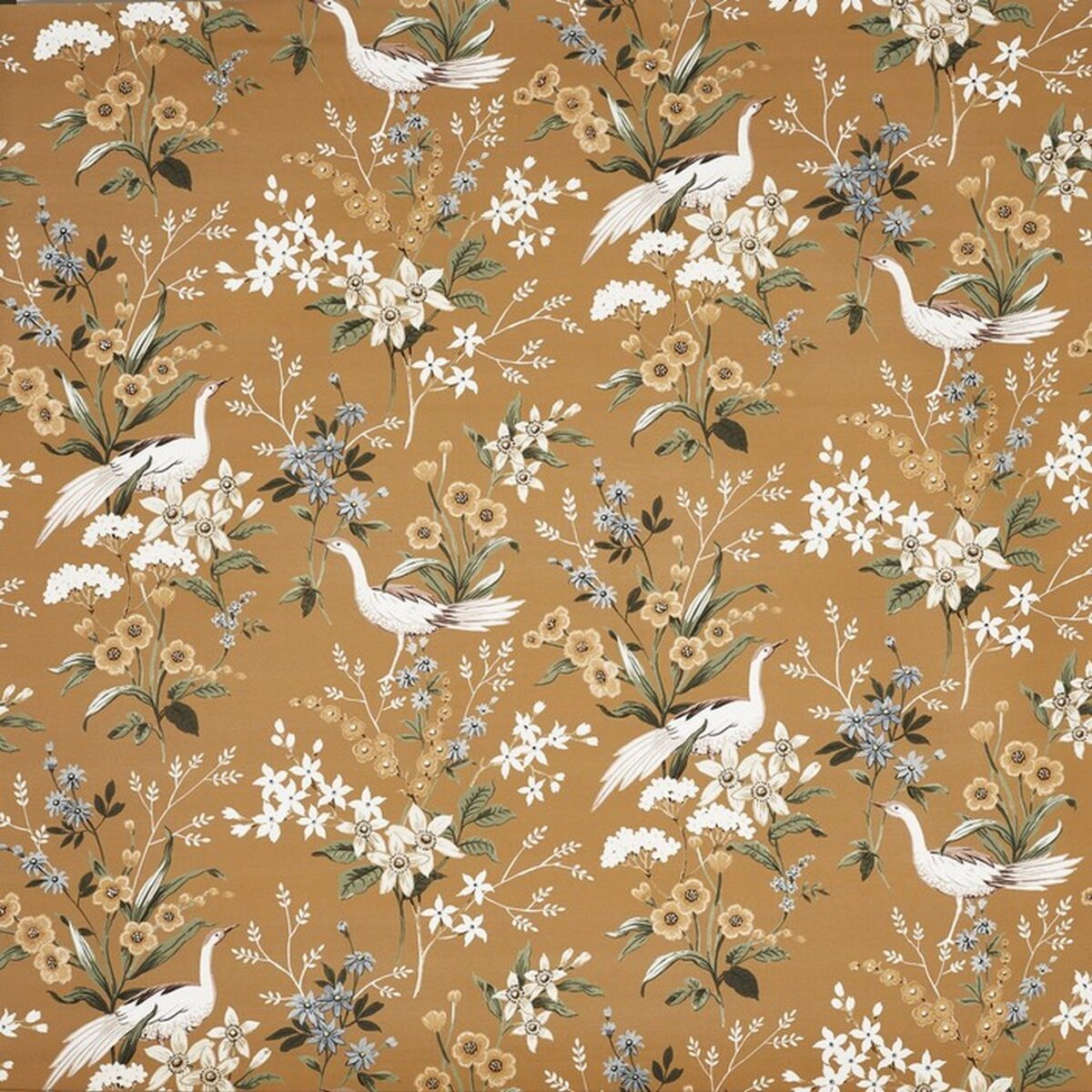 yellow botanical cotton fabric from Prestigious Textiles