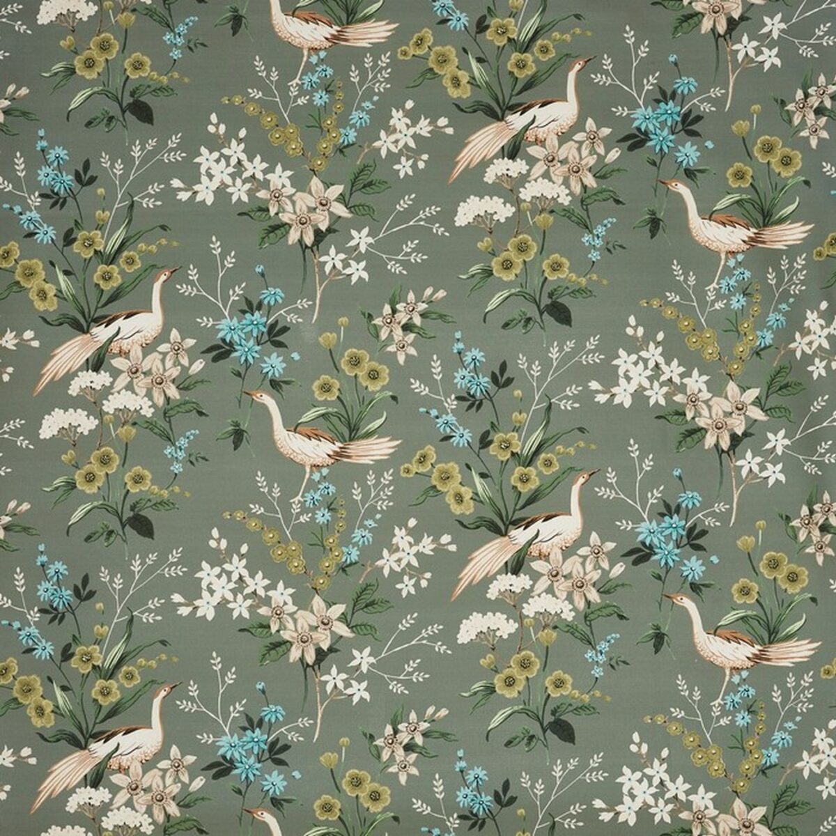 Jade Fabric - Eden by green botanical cotton fabric from Prestigious Textiles