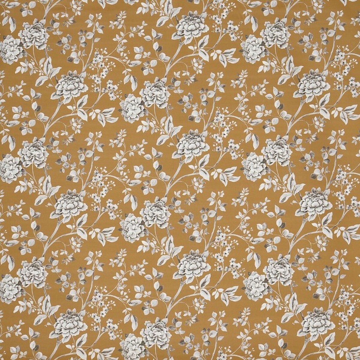 yellow botanical cotton fabric from Prestigious Textiles