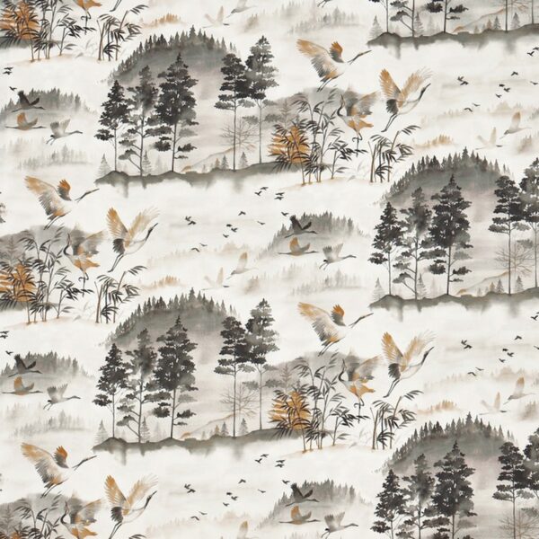 Mayumi Fabric - Honey by white botanical cotton fabric from Prestigious Textiles