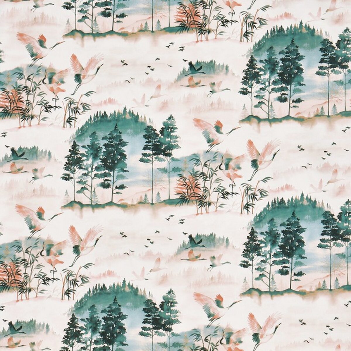 Mayumi Fabric - Lake by blue botanical cotton fabric from Prestigious Textiles