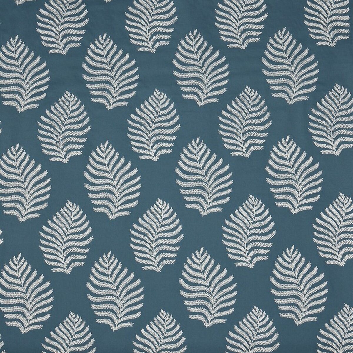 Milne Fabric - Midnite by blue botanical embroideried fabric from Prestigious Textiles