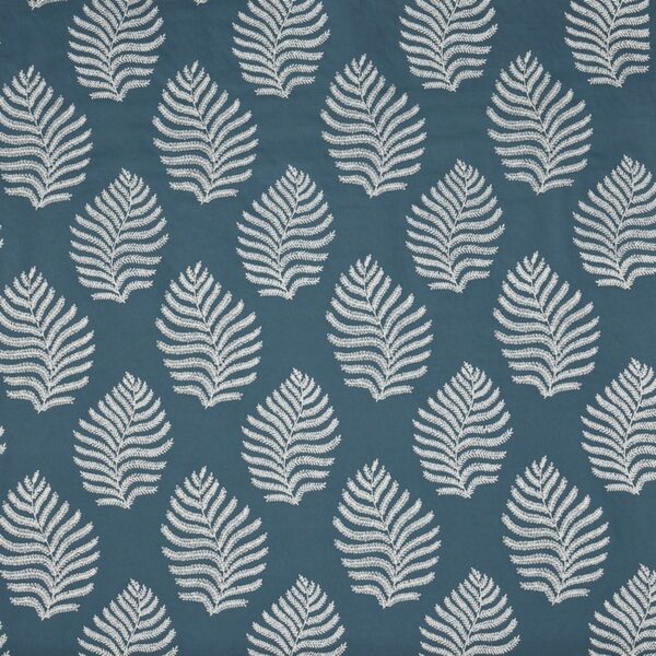 blue botanical embroideried fabric from Prestigious Textiles