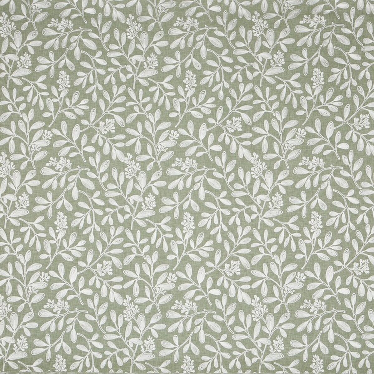 Charlotte Fabric - Forest by green botanical embroideried fabric from Prestigious Textiles