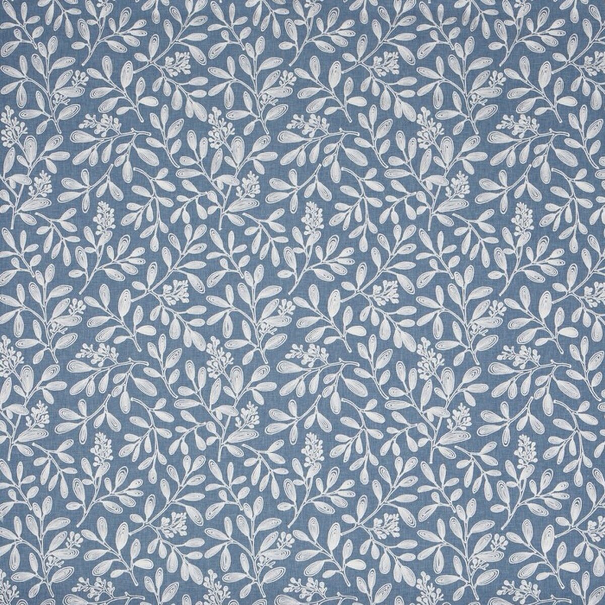 Charlotte Fabric - Midnite by blue botanical embroideried fabric from Prestigious Textiles