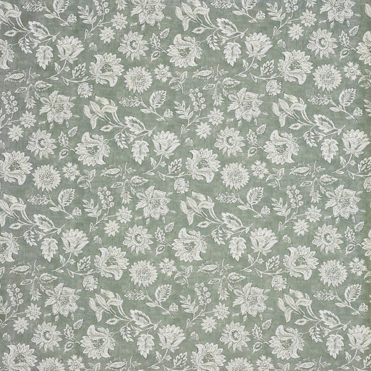 Library Fabric - Forest by green botanical cotton fabric from Prestigious Textiles