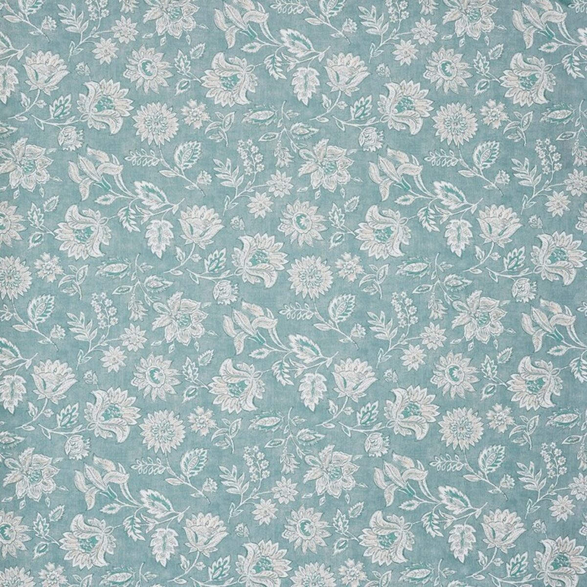 blue botanical cotton fabric from Prestigious Textiles
