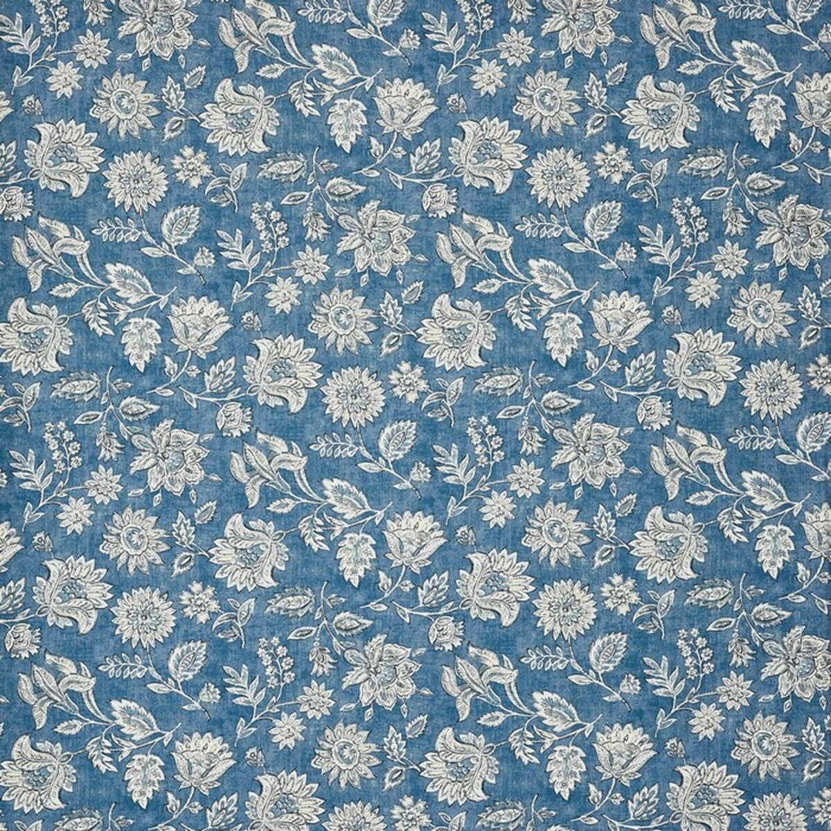 Library Fabric - Midnite by blue botanical cotton fabric from Prestigious Textiles
