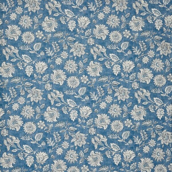 blue botanical cotton fabric from Prestigious Textiles
