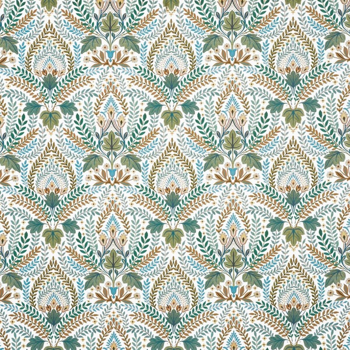 Script Fabric - Forest by green botanical cotton fabric from Prestigious Textiles