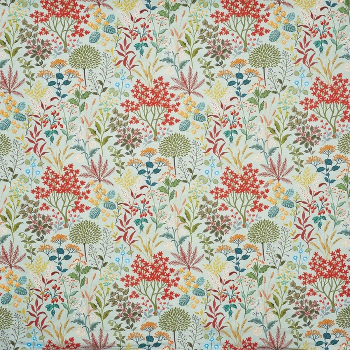 Story Fabric - Forest by multicolour botanical cotton fabric from Prestigious Textiles