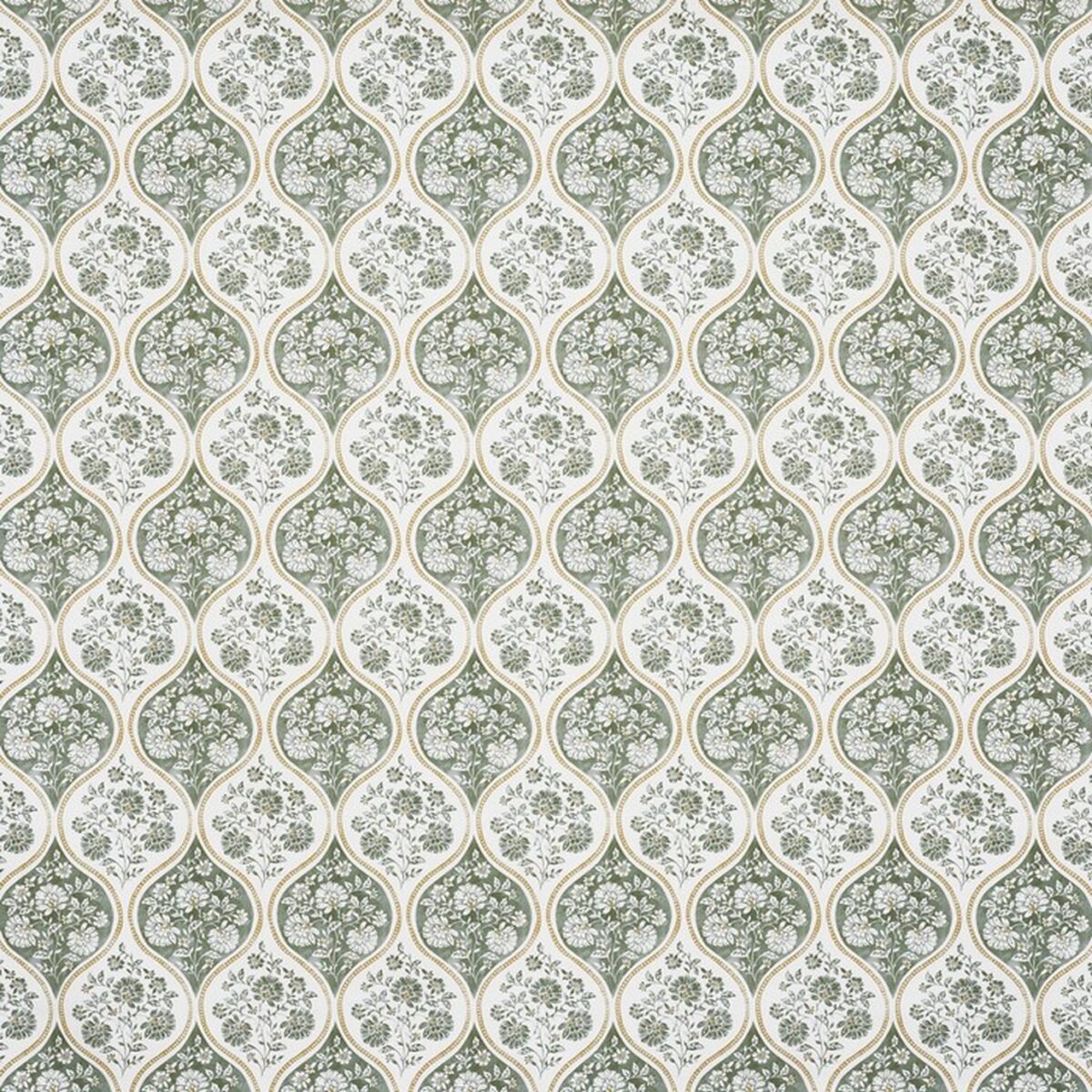 Verse Fabric - Forest by green botanical cotton fabric from Prestigious Textiles