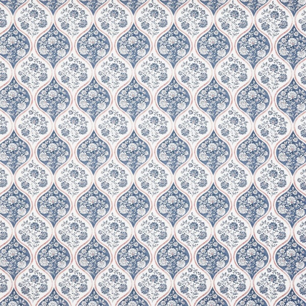 blue botanical cotton fabric from Prestigious Textiles
