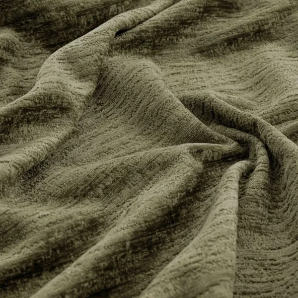 Torino Fabric - Olive by green plain velvet-chenille fabric from Warwick