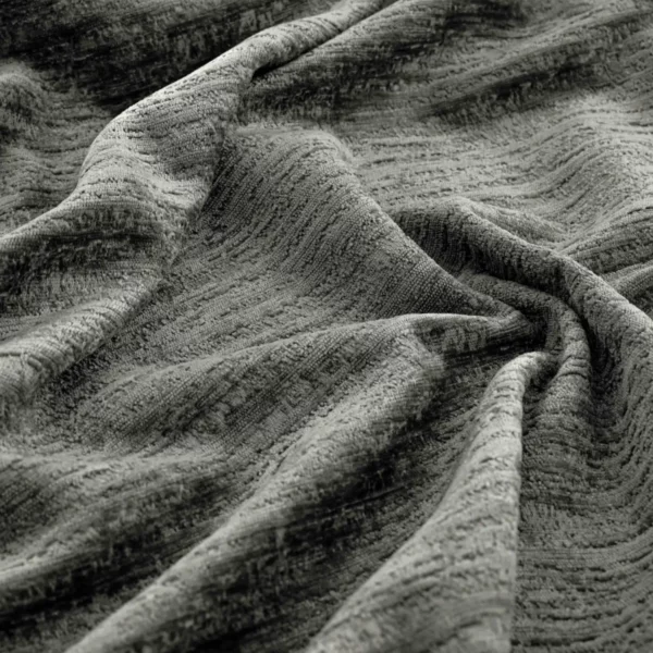 Torino Fabric - Arctic by black-grey plain velvet-chenille fabric from Warwick