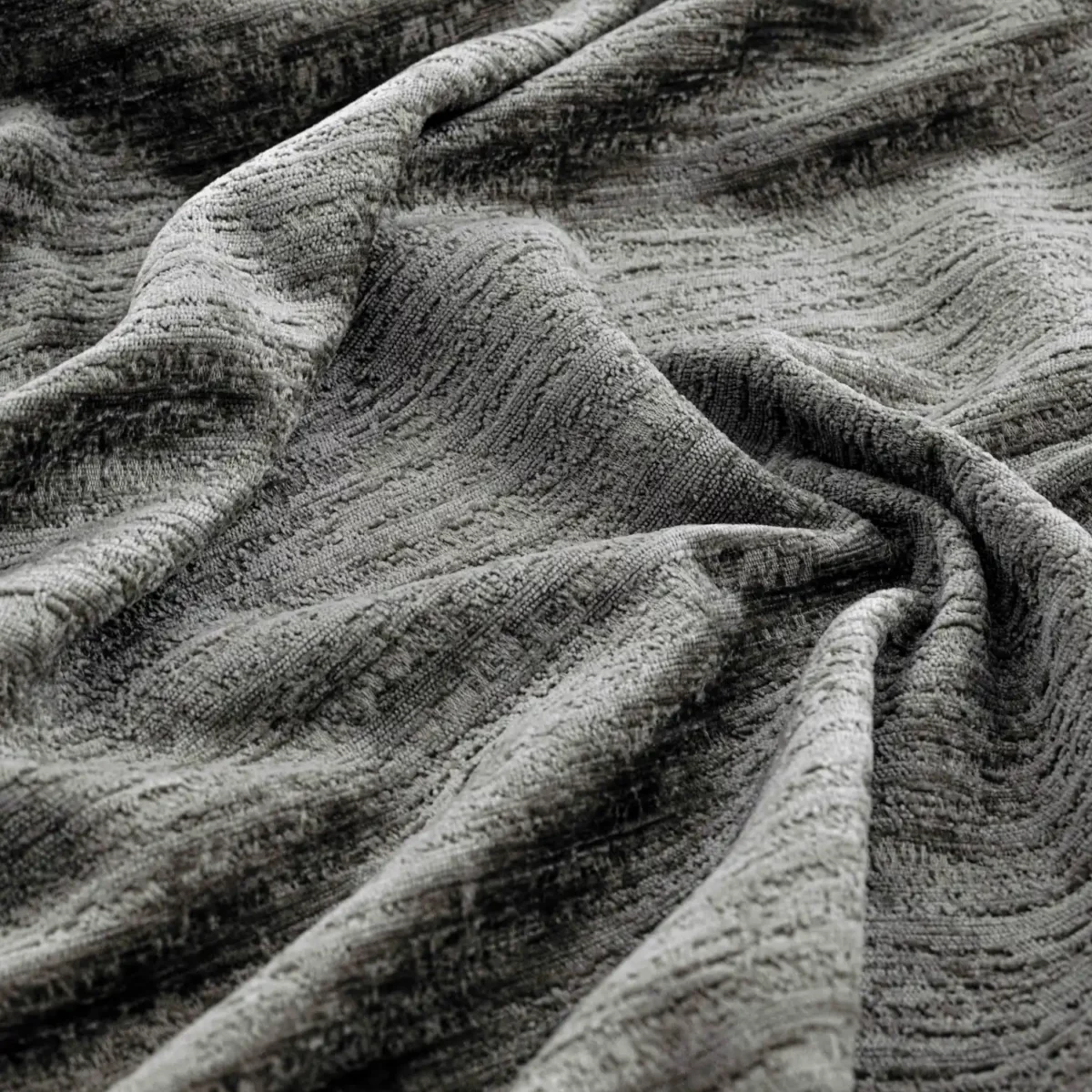 Torino Fabric - Nickel by black-grey plain velvet-chenille fabric from Warwick