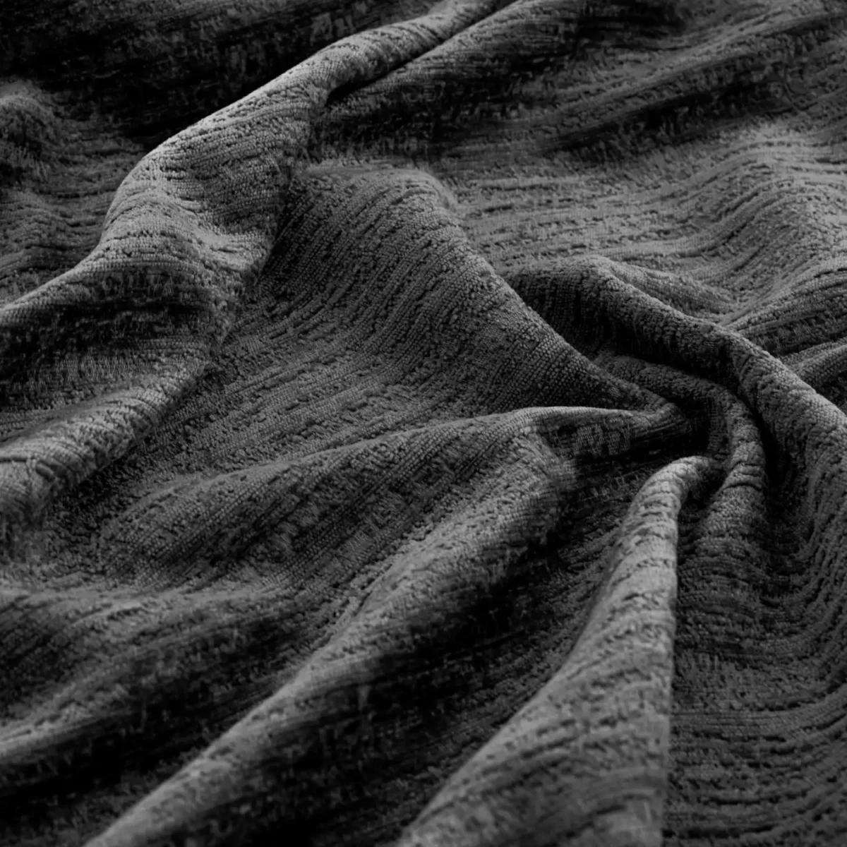 black-grey plain velvet-chenille fabric from Warwick