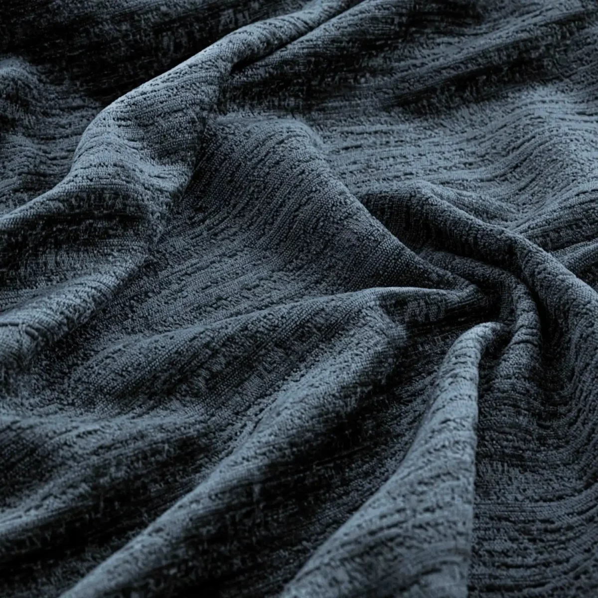 Torino Fabric - Navy by blue plain velvet-chenille fabric from Warwick
