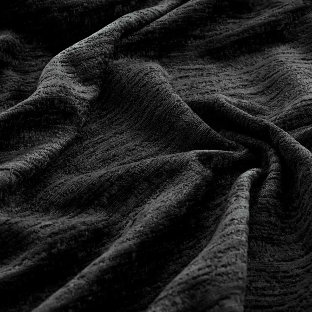 Torino Fabric - Ebony by black-grey plain velvet-chenille fabric from Warwick