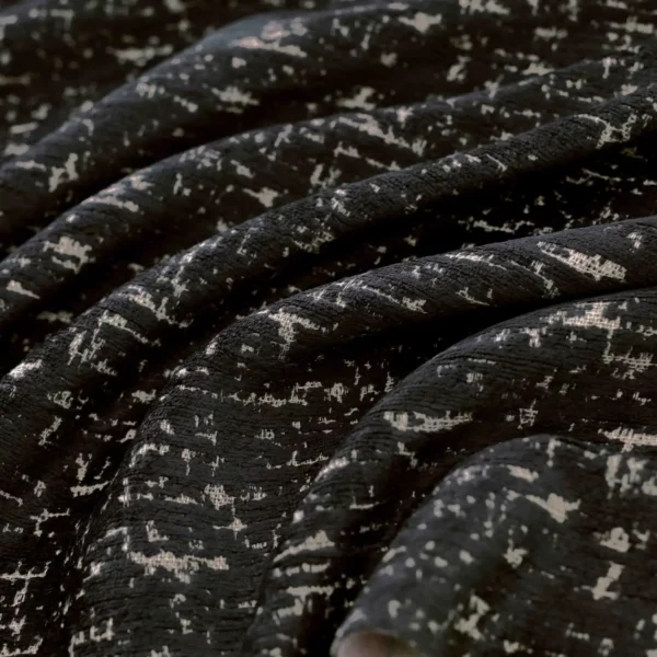 Condotti Fabric - Ebony by black-grey plain velvet-chenille fabric from Warwick