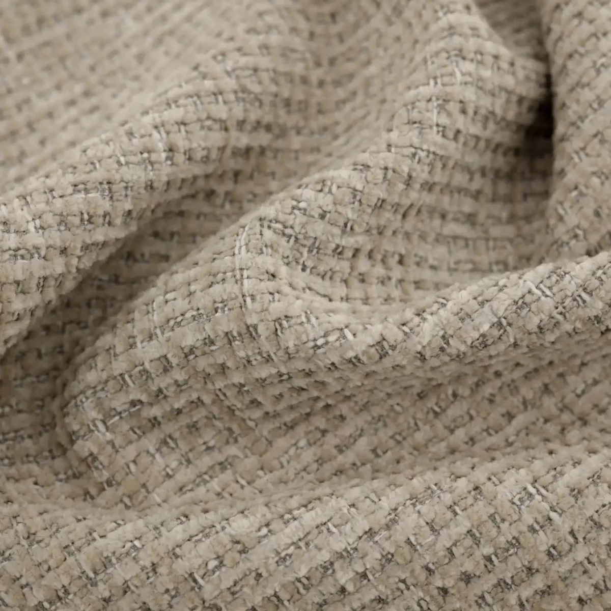 Gabba Fabric - Oatmeal by neutral plain velvet-chenille fabric from Warwick