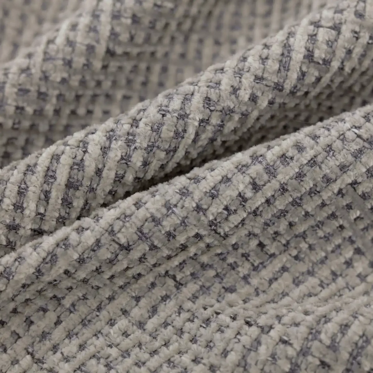 black-grey plain velvet-chenille fabric from Warwick