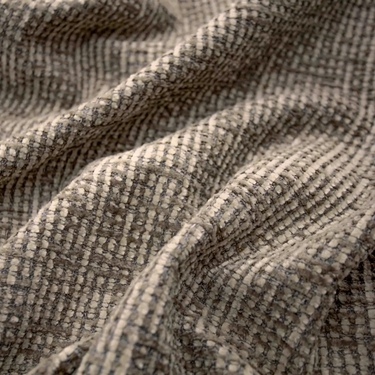 Gabba Fabric - Latte by neutral plain velvet-chenille fabric from Warwick