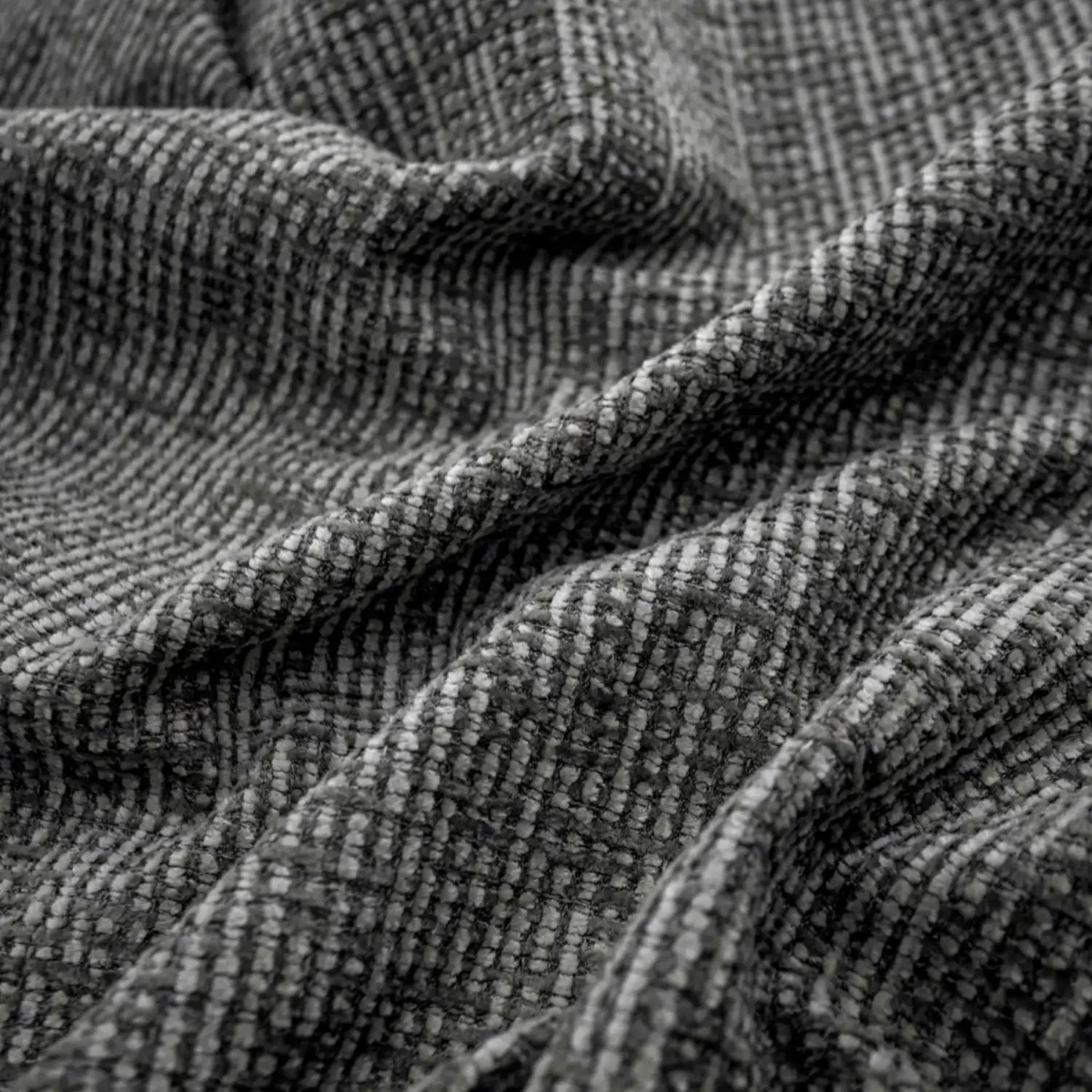 black-grey plain velvet-chenille fabric from Warwick