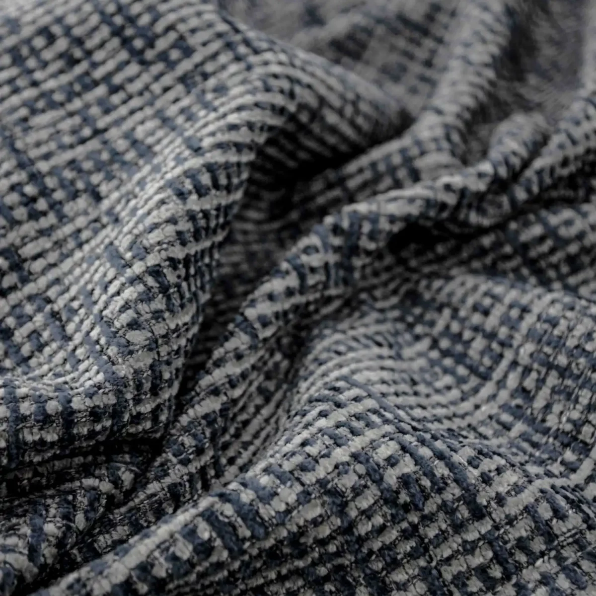 Gabba Fabric - Denim by blue plain velvet-chenille fabric from Warwick
