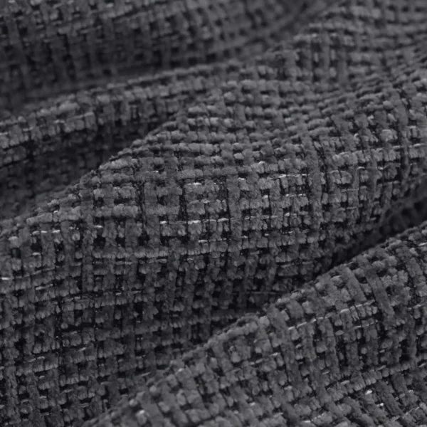 Gabba Fabric - Graphite by black-grey plain velvet-chenille fabric from Warwick