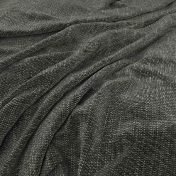 black-grey plain velvet-chenille fabric from Warwick