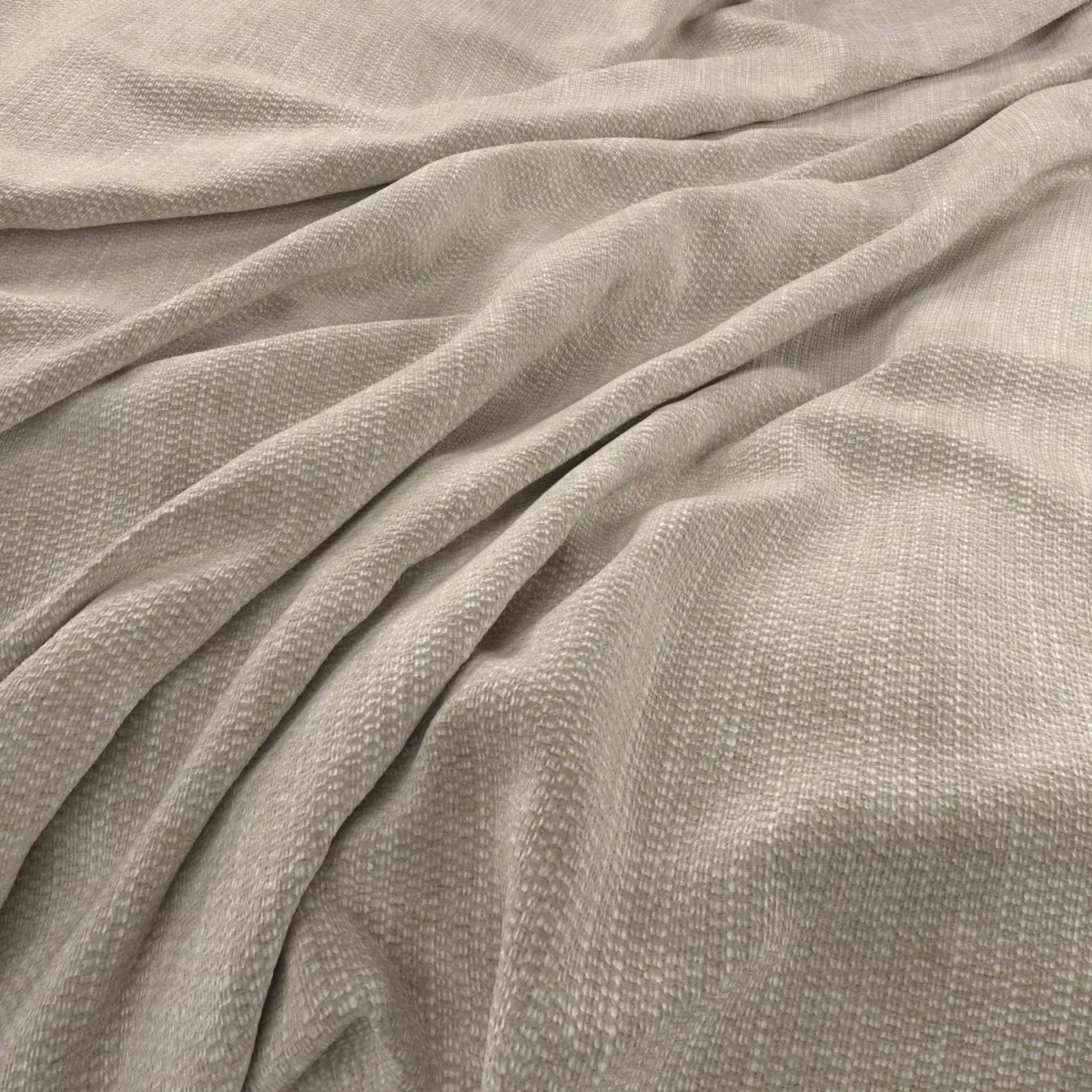 Bergamo Fabric - Ecru by neutral plain velvet-chenille fabric from Warwick