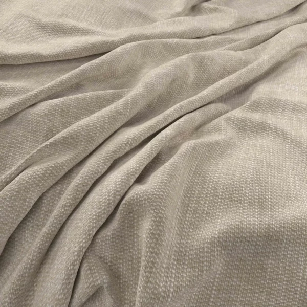 Bergamo Fabric - Ecru by neutral plain velvet-chenille fabric from Warwick