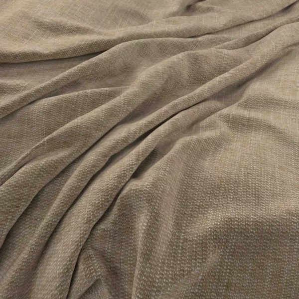 Bergamo Fabric - Linen by neutral plain velvet-chenille fabric from Warwick