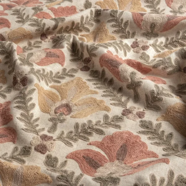 neutral botanical embroideried fabric from Warwick