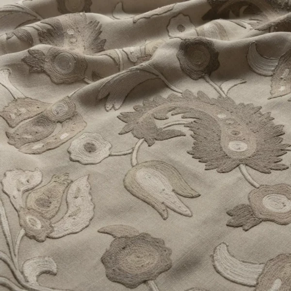 neutral botanical linen fabric from Warwick