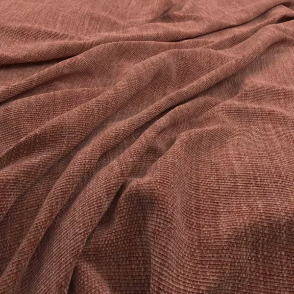 Flexi Fabric - Brick by red plain velvet-chenille fabric from Warwick